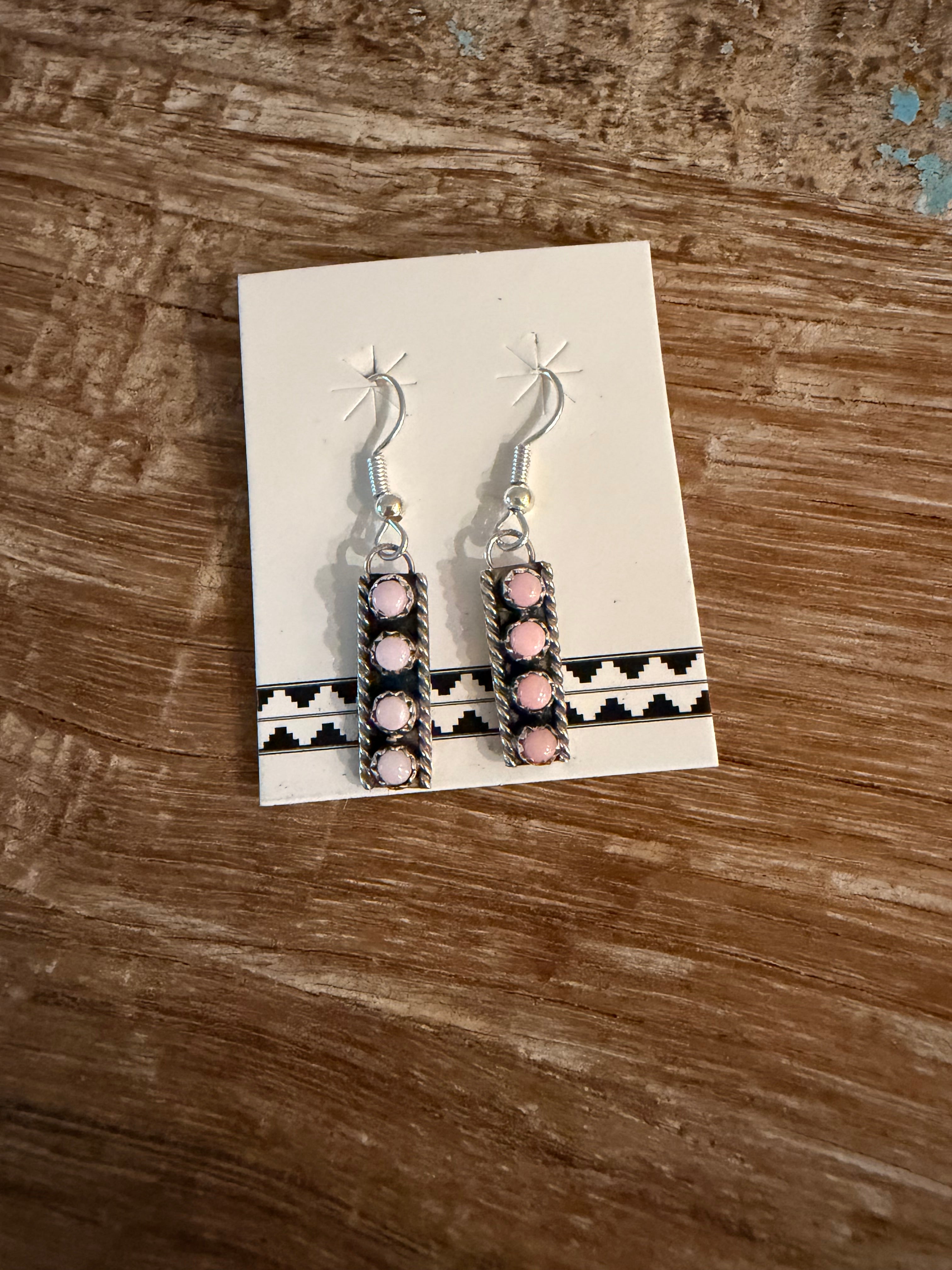 Janice Spencer Zuni made Pink Conch Earrings