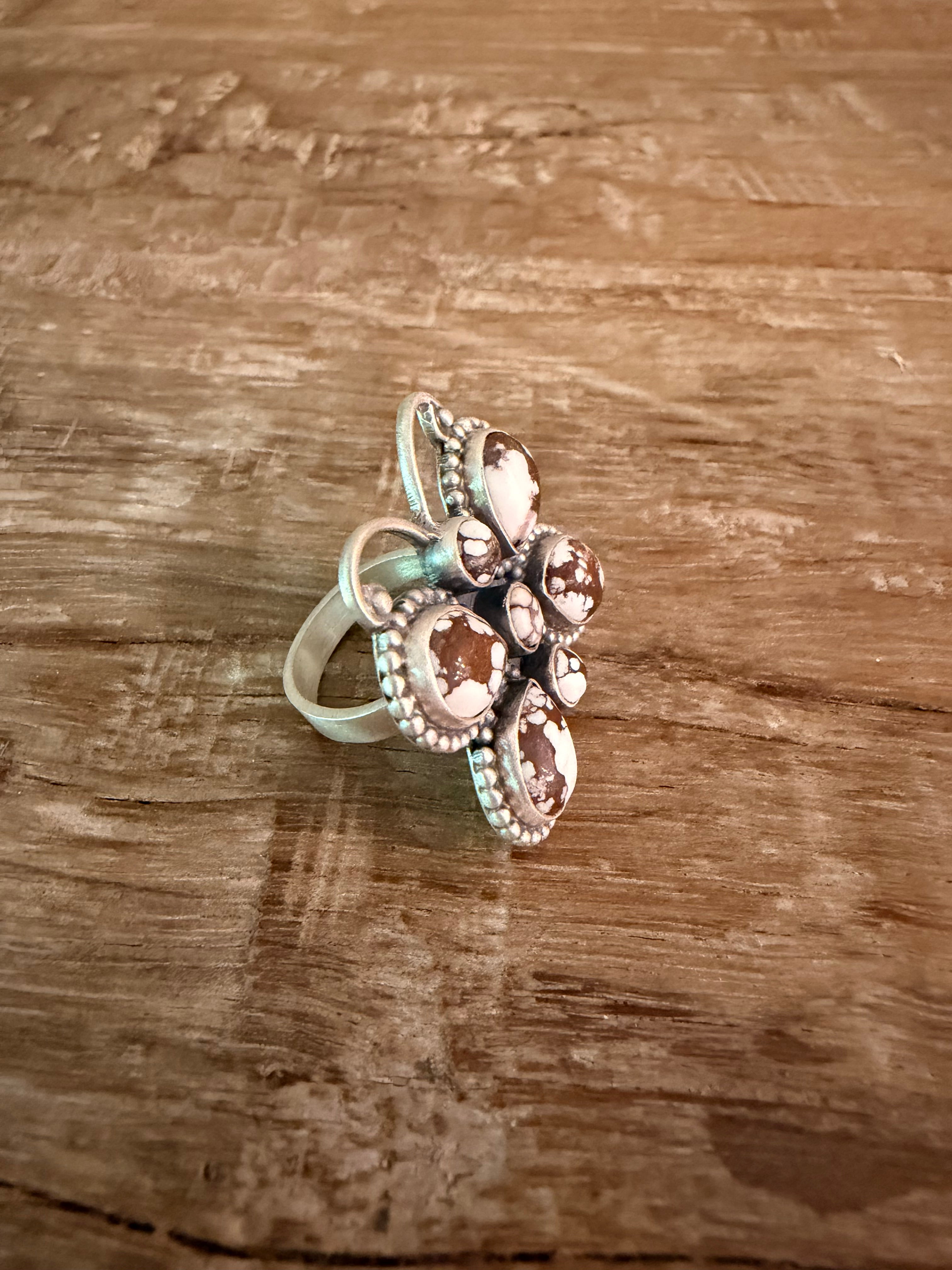 Wild Horse Jasper 925 Sterling Silver Adjustable Butterfly Ring