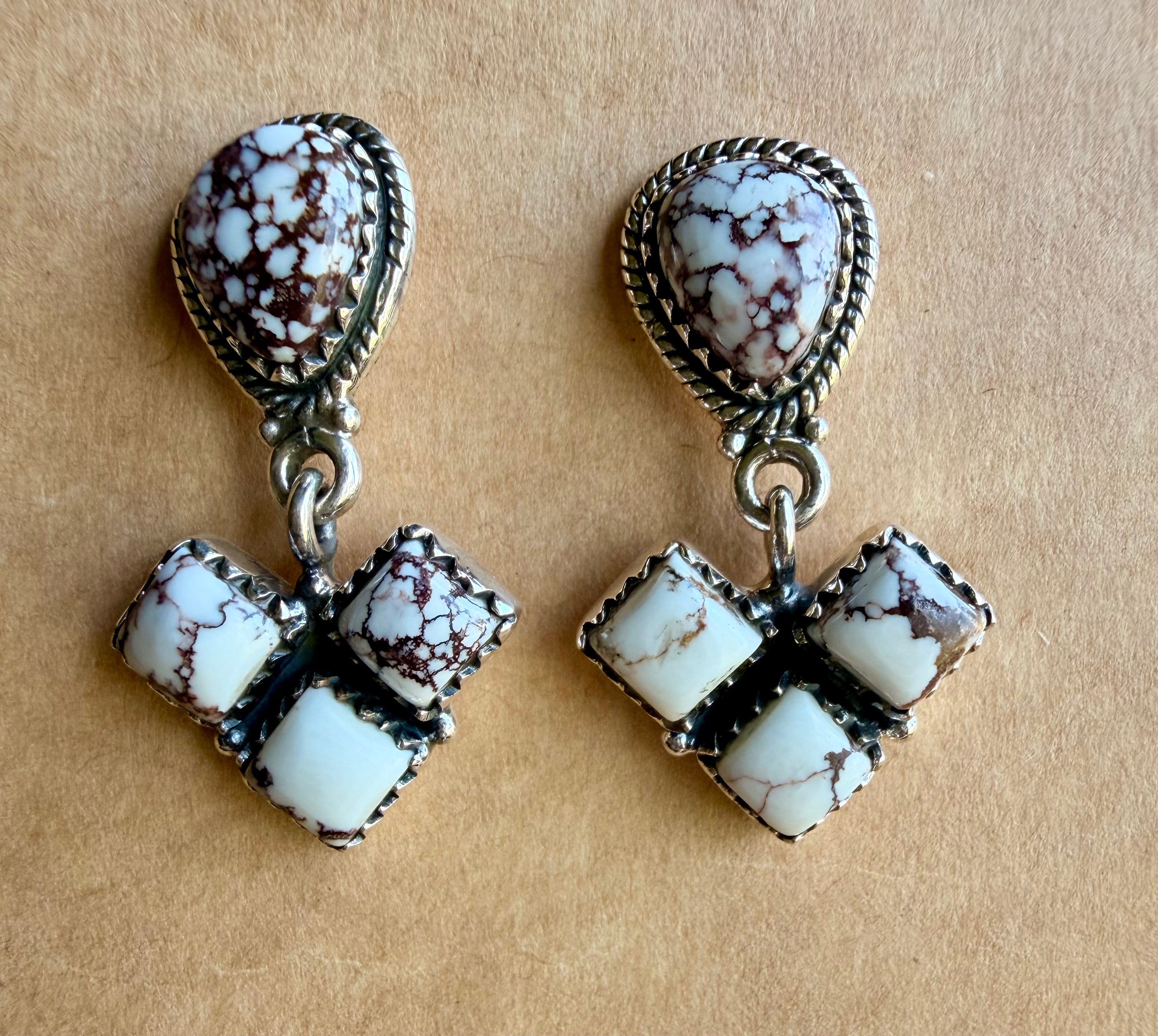 Wild Horse Dangle Earrings Stamped 925 Sterling Silver