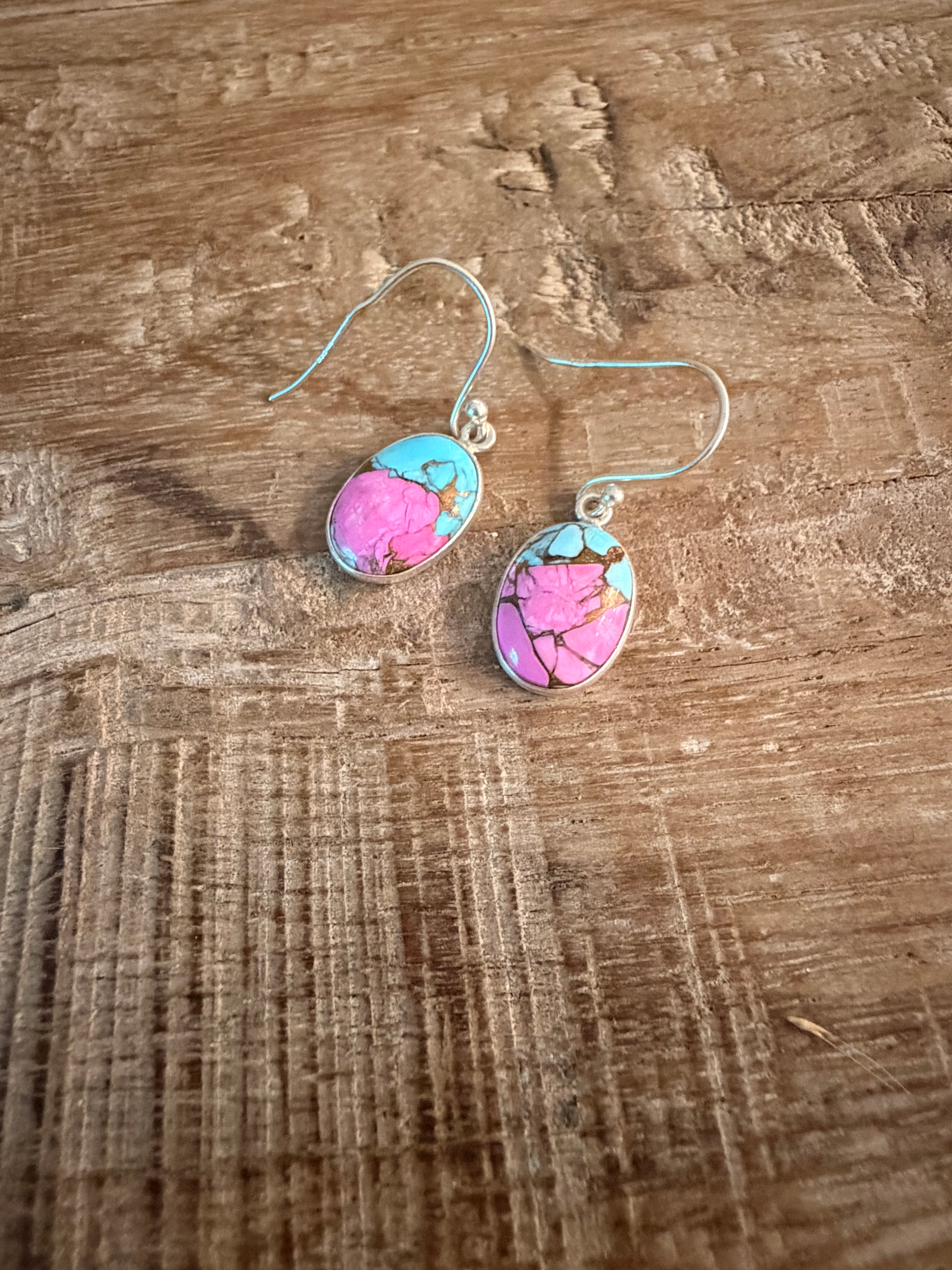 Handmade Cotton Candy 925 Sterling Silver Open Back Earrings