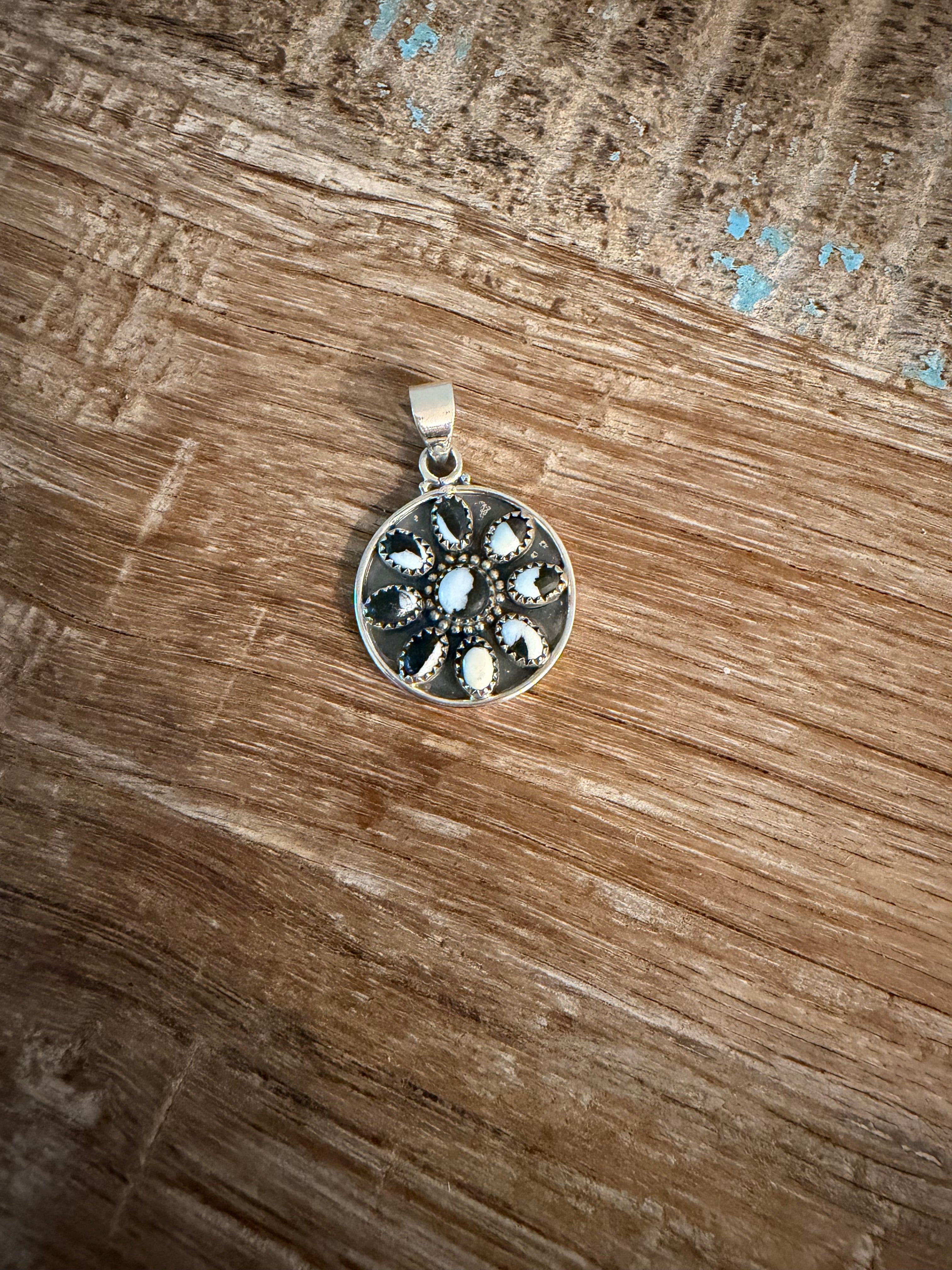 White Buffalo 925 Sterling Silver Flower Pendant (ONLY)