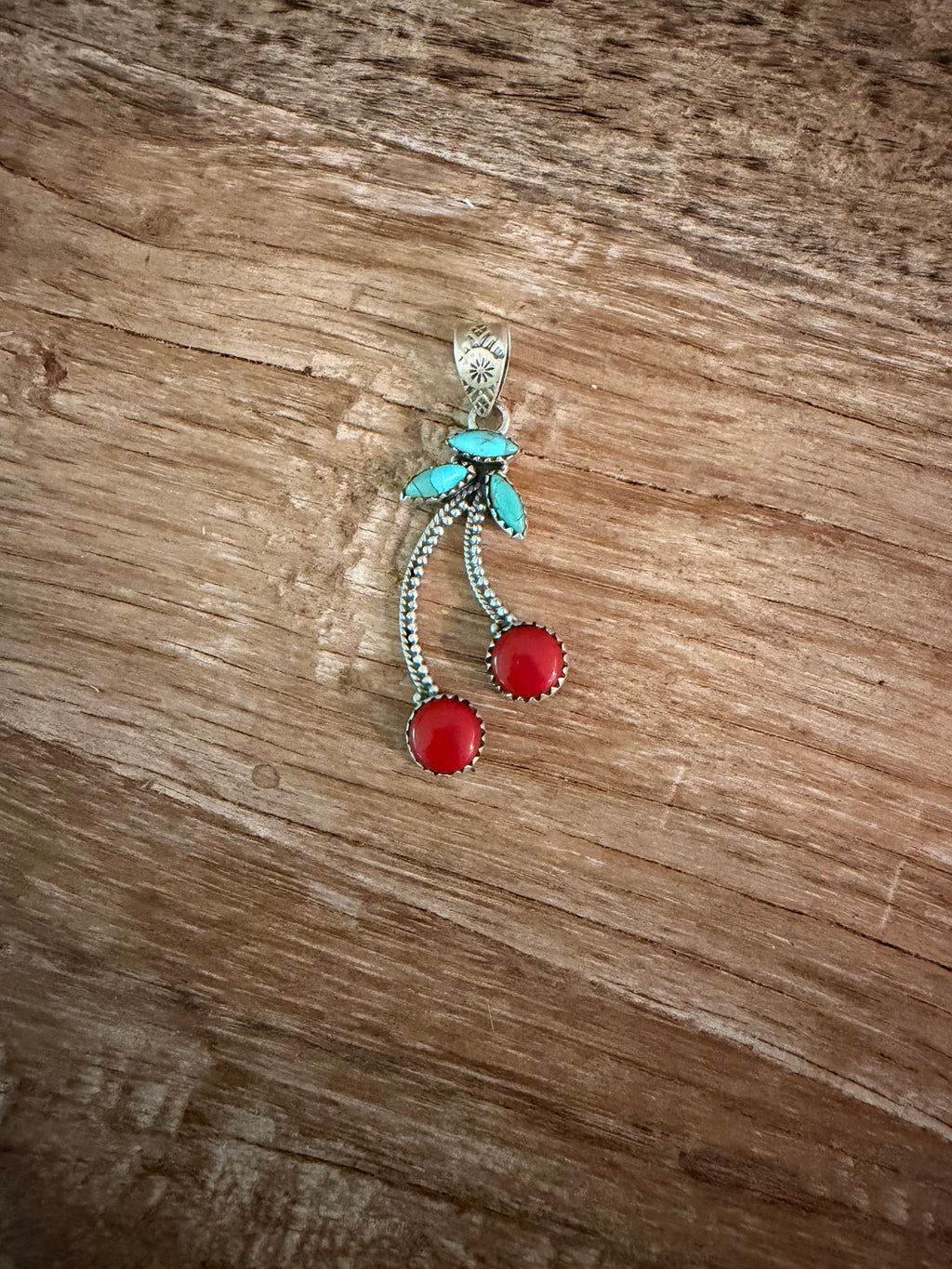 Rosarita and Kingman Turquoise Cherry Pendant