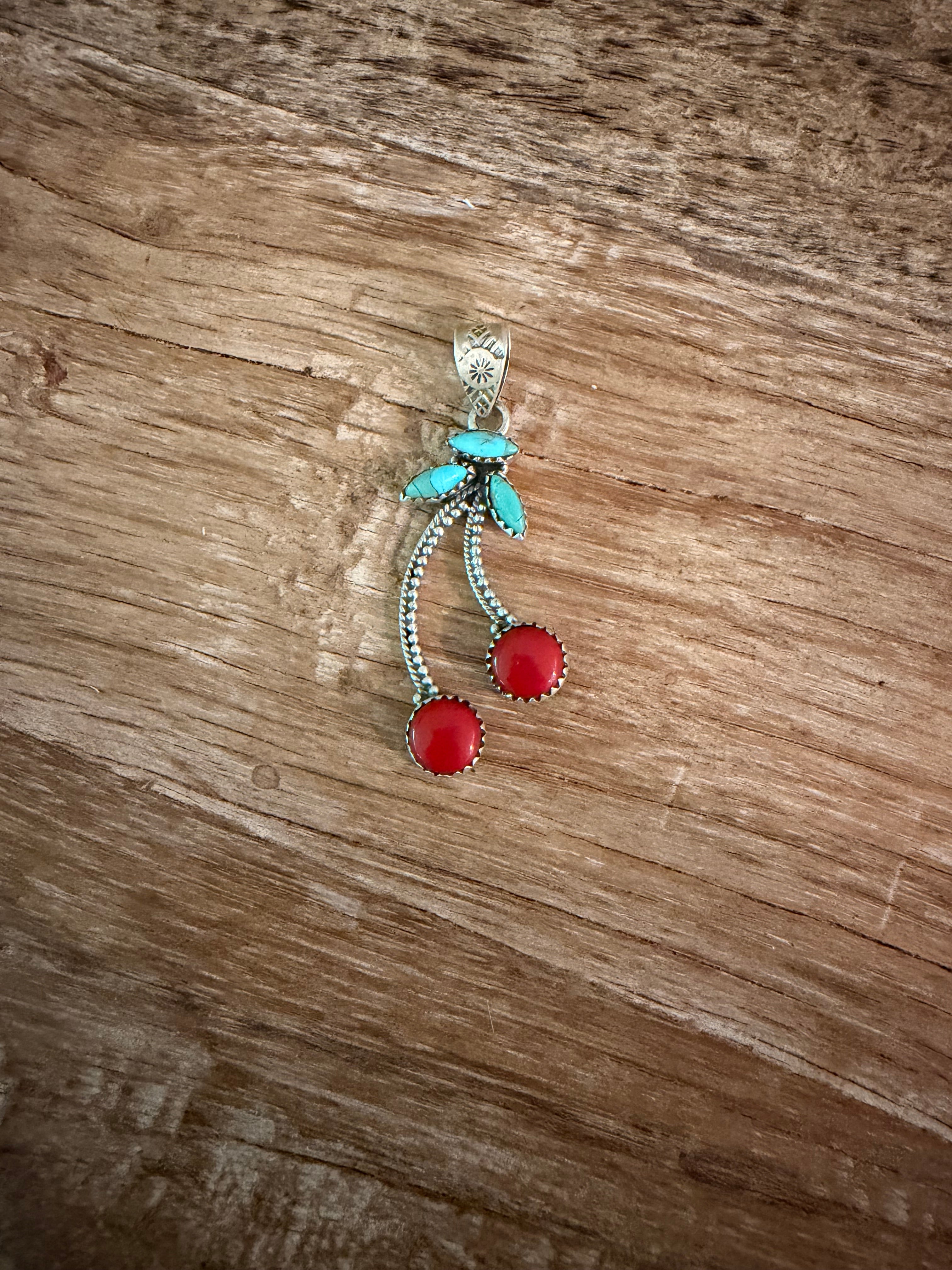 Rosarita and Kingman Turquoise Cherry Pendant