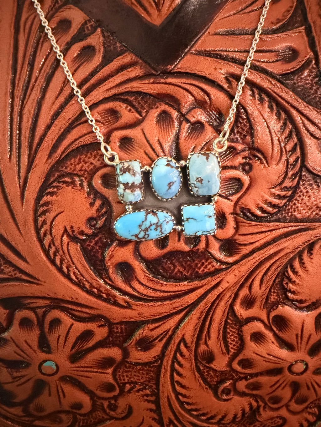 Golden Hills 5 Stone Bar Necklace