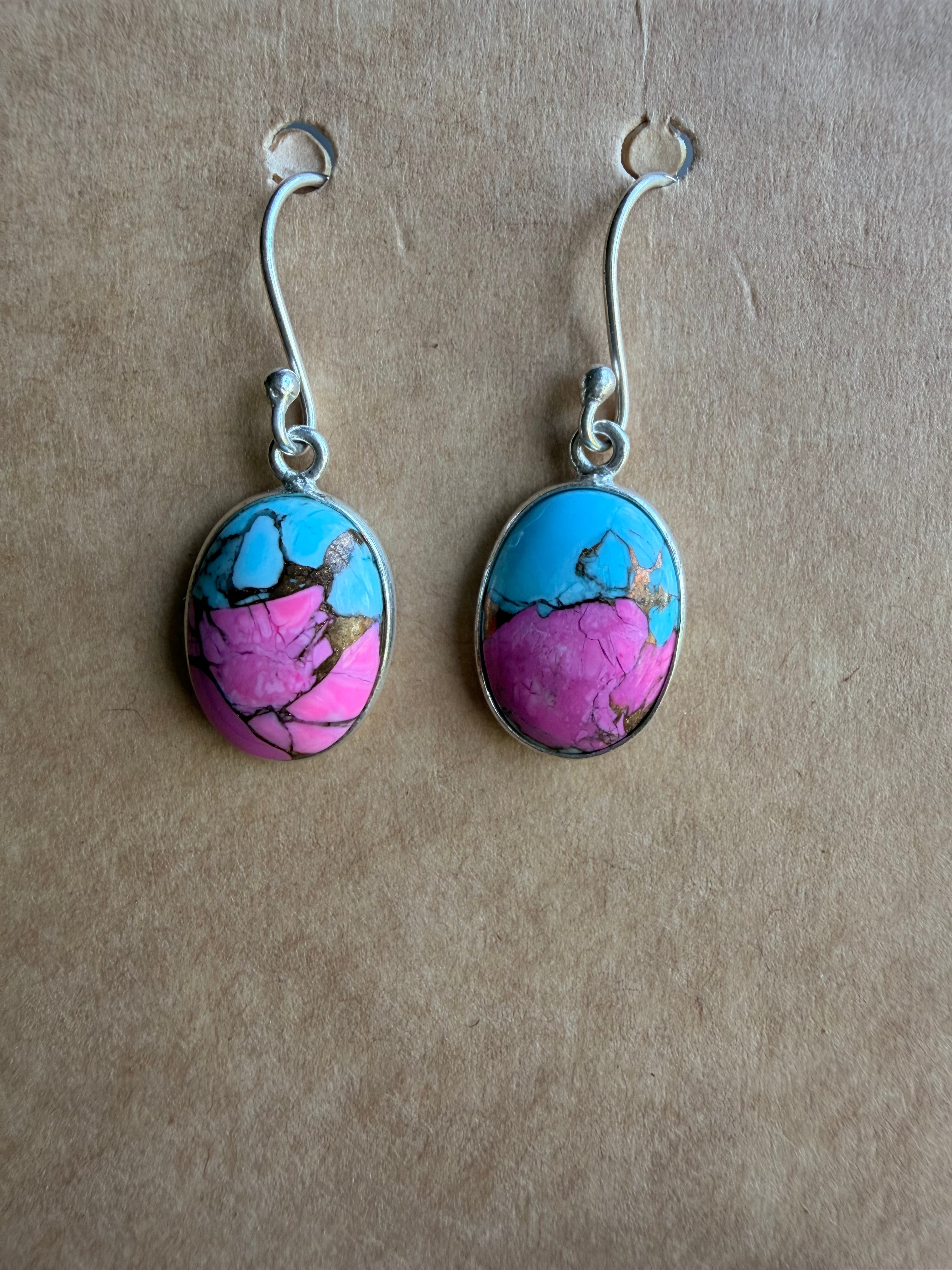 Handmade Cotton Candy 925 Sterling Silver Open Back Earrings