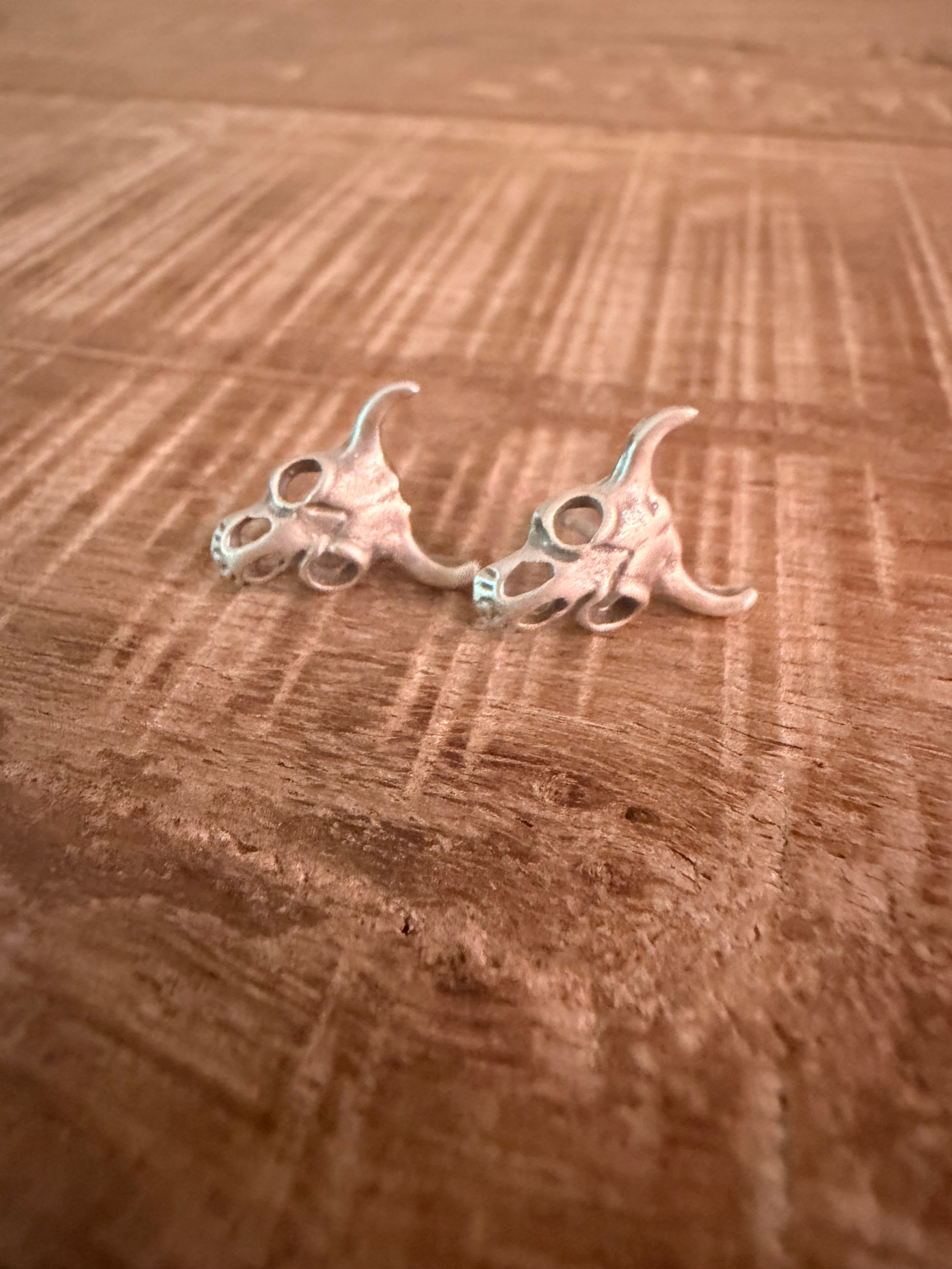 Cow Skull 925 Sterling Silver Earrings