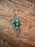 Kingman Turquoise and Copper Cactus Pendant