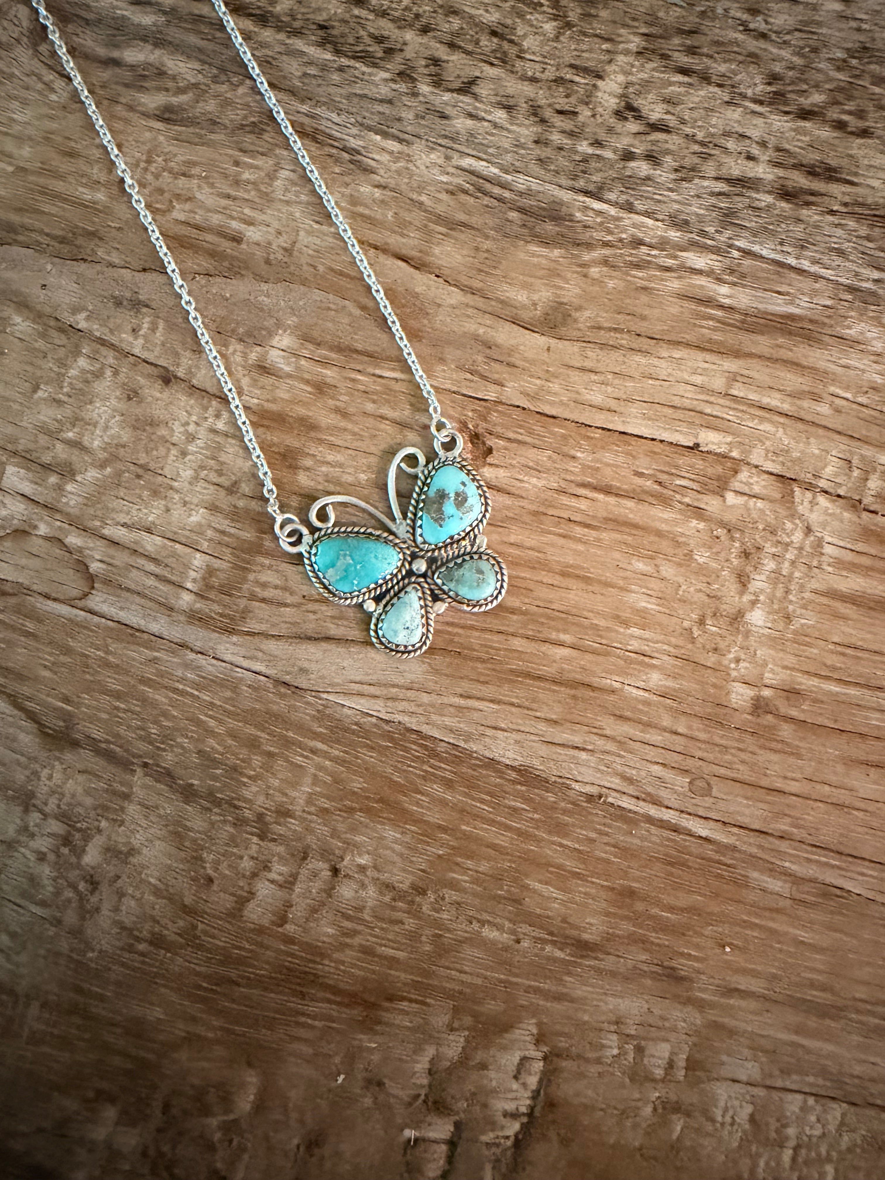 White Water and 925 Sterling Silver Butterfly Necklace