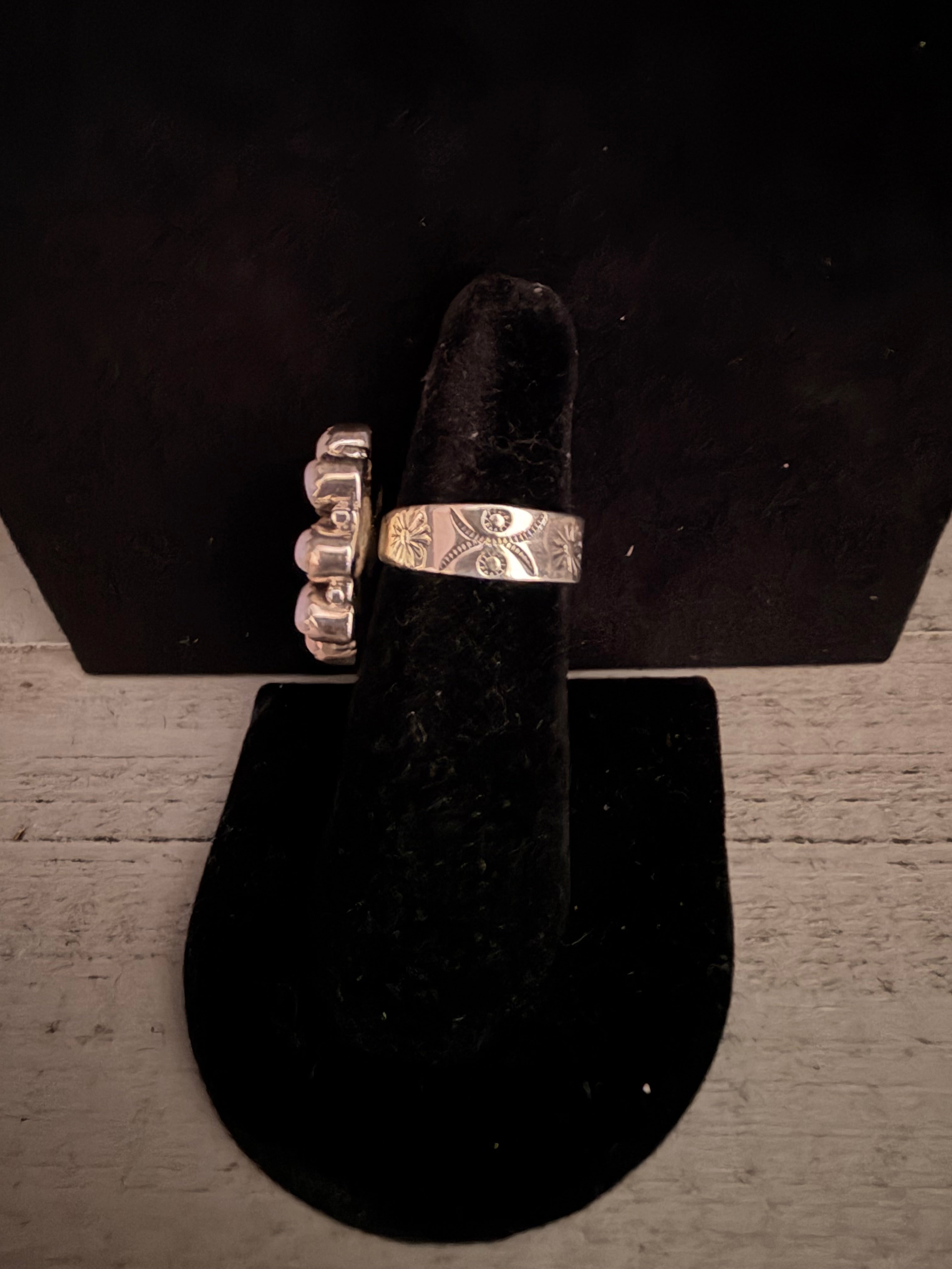 Pink Conch Adjustable 925 Sterling Silver Statement Ring