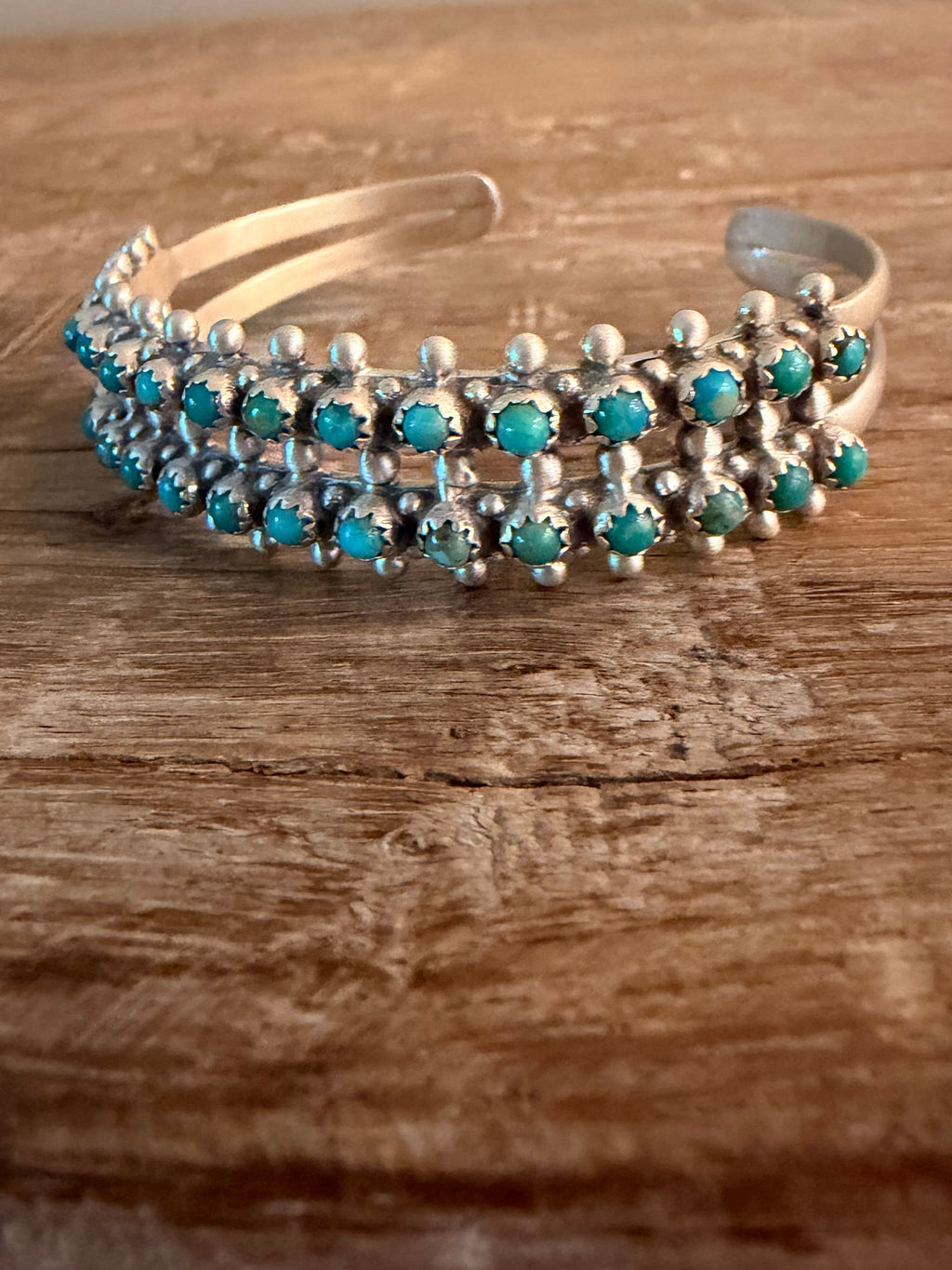 Kingman Turquoise Petite Stone 2 Row Cuff