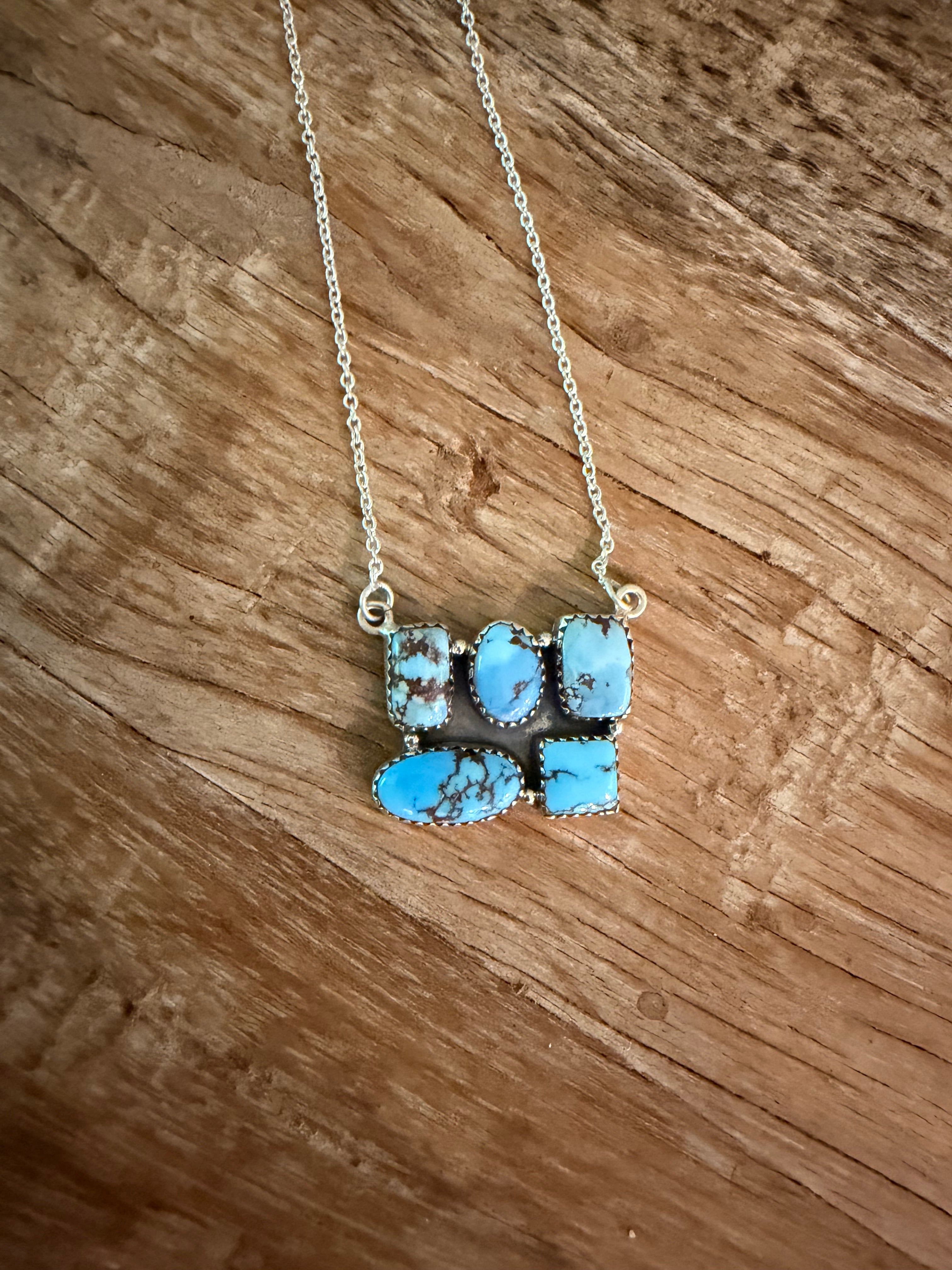 Golden Hills 5 Stone Bar Necklace