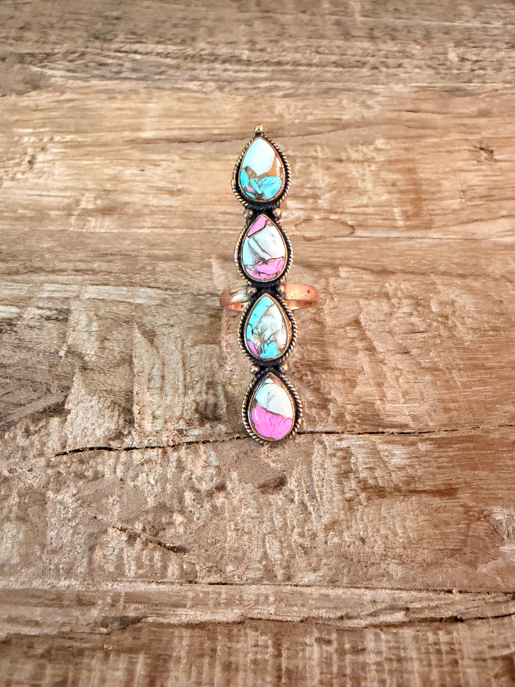 Cotton Candy Copper 4 Stone Ring
