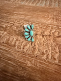 Native Made Half Cluster Kingman Turquoise Adj. Ring