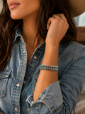 Kingman Turquoise Petite Stone 2 Row Cuff